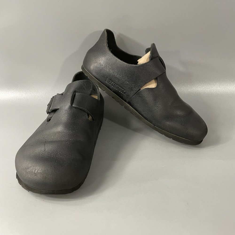 Birkenstock London Oiled Leather Black Clogs, Size Regular 37